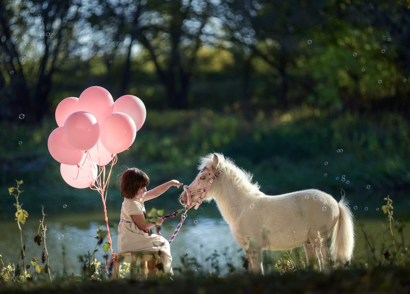 лошадь, дети, пони малыши..photo preview