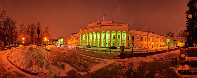 кфу, казань, город, зима, вечер,мороз, февраль, панорама, снег, город в снегу, панорама, университет, архитектура, улица Университетphoto preview