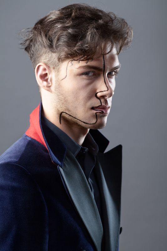 boy, portrait, studio, blue photo preview