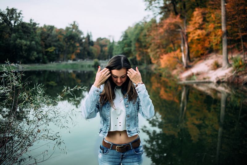 портрет, девушка, осень, киев, озеро, красивая, милая Юляphoto preview