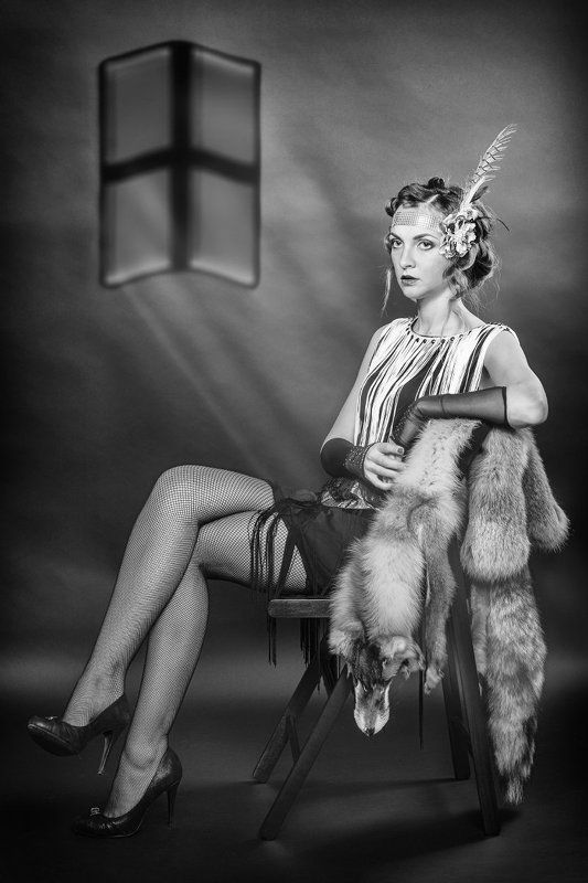 женщины, стиль, мода, Чикаго, красота Портрет девушки с лисойphoto preview