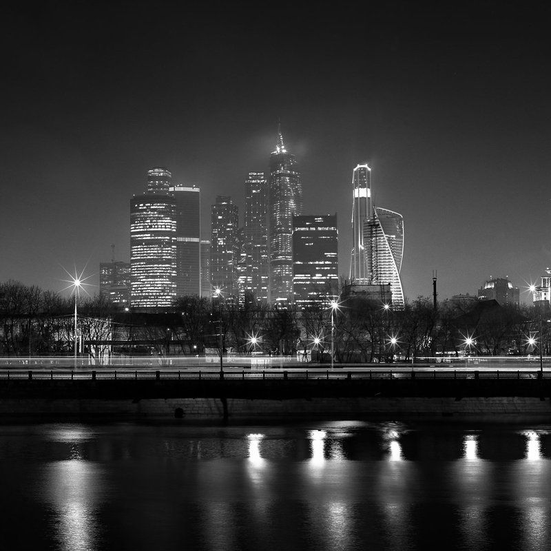 город., ночь., москва., река. \