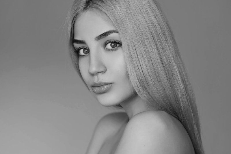 портрет, девушка, красота, глаза, чб Алинаphoto preview