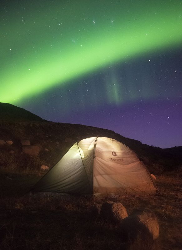 Северное сияние, Aurora Borealis, Дальние Зеленцы, Кольский полуостров Под ночным небомphoto preview