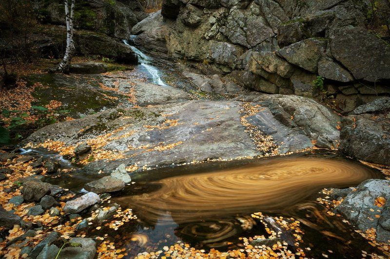 урал, башкирия, гадельша, волопад, ручей, осень, листья, кружатся photo preview
