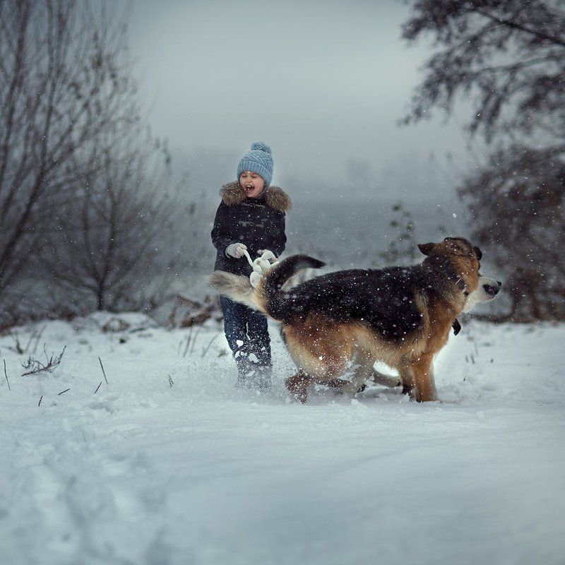 child, kid, childhood, happy, friends, winter, snow ***photo preview