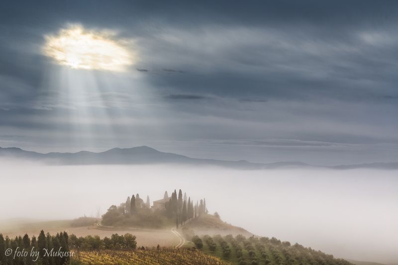 пейзаж, путешествия, тоскана, италия, sunrise,landscape villa Belvedere. Toscana. photo preview