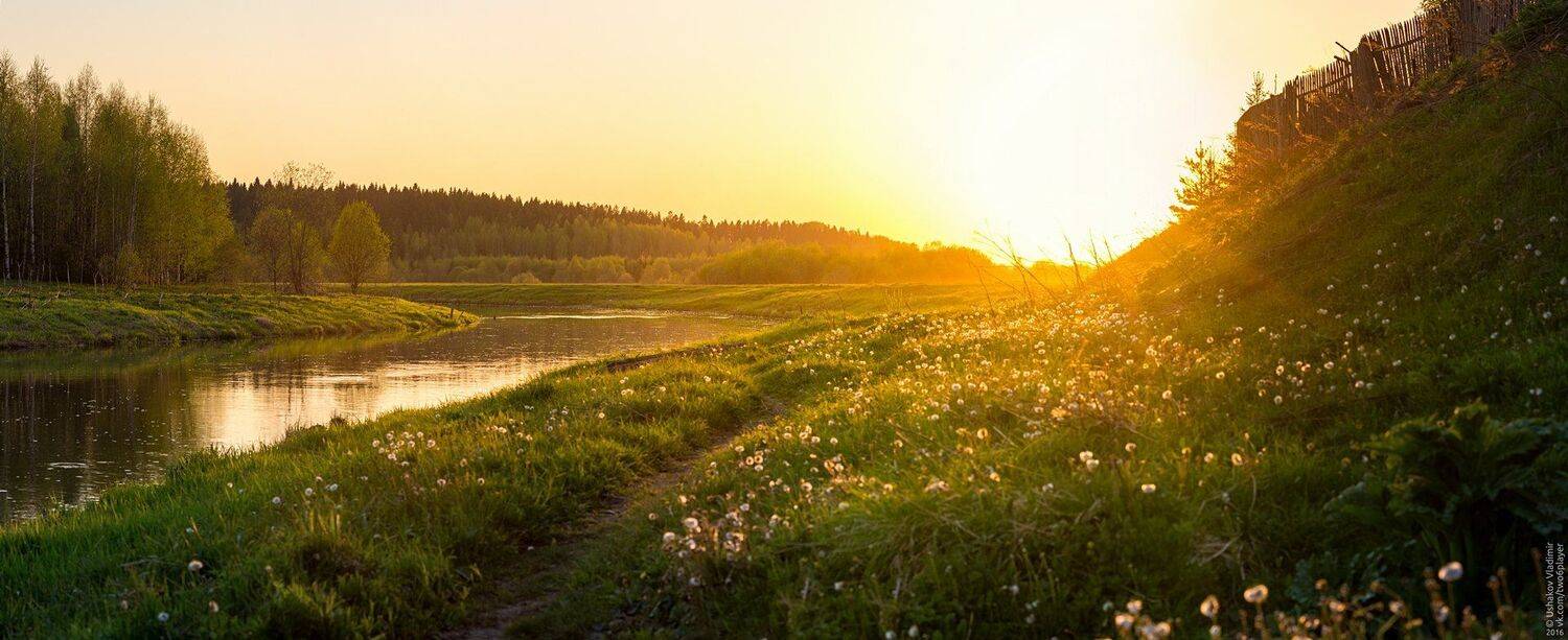 Закат у р. Зырянка. Автор: Владимир Ушаков вечер, закат, солнце, весна, одуванчики, река, природа, д. Суханово, Пермский край, Владимир Ушаков