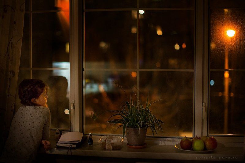 child, childhood, kid, girl, window, night, light  ***photo preview