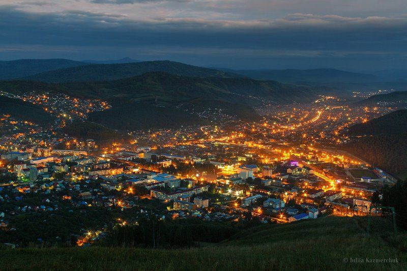 Алтай, сумерки, огни, город, осень, предгорье Электрические звёздыphoto preview