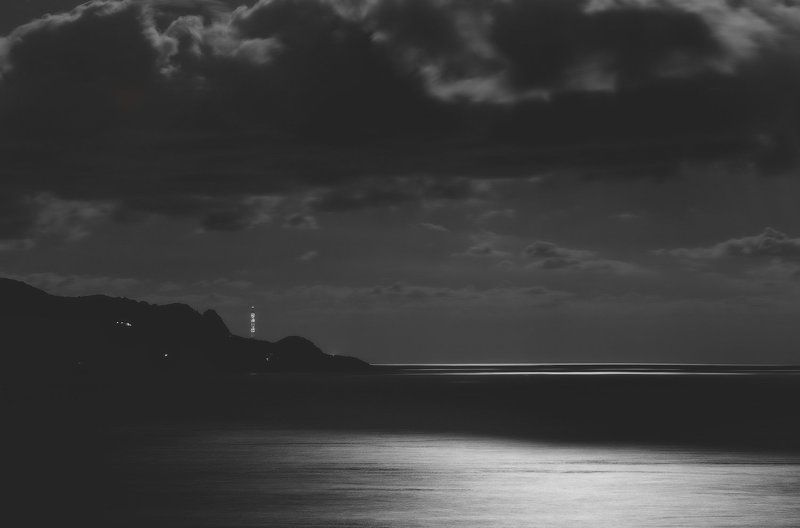 крым, сарыч, ласпи, батилиман, черное море, ночь, севастополь, морской пейзаж, чёрно белое, чб Ночное море. . . .photo preview