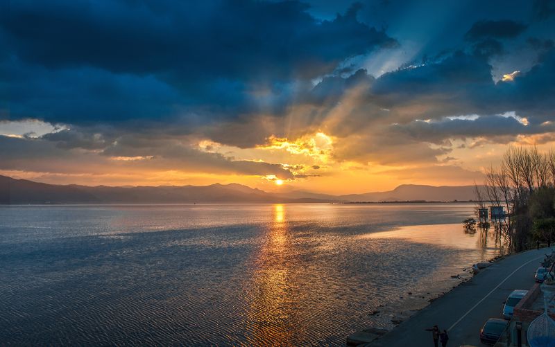 scenery, , , lake, , sky, , , water, , , beautiful, , , travel, , , sun Erhai sunrise фото превью