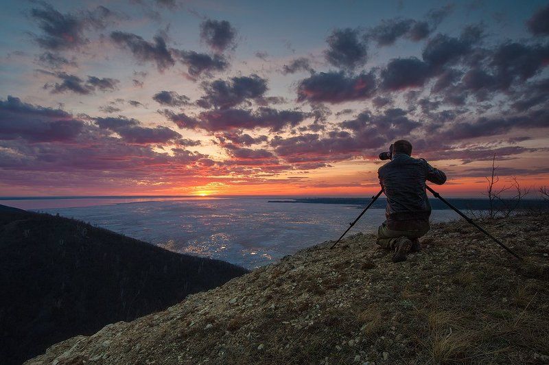 фотограф, закат, небо, краски, волга, весна photo preview