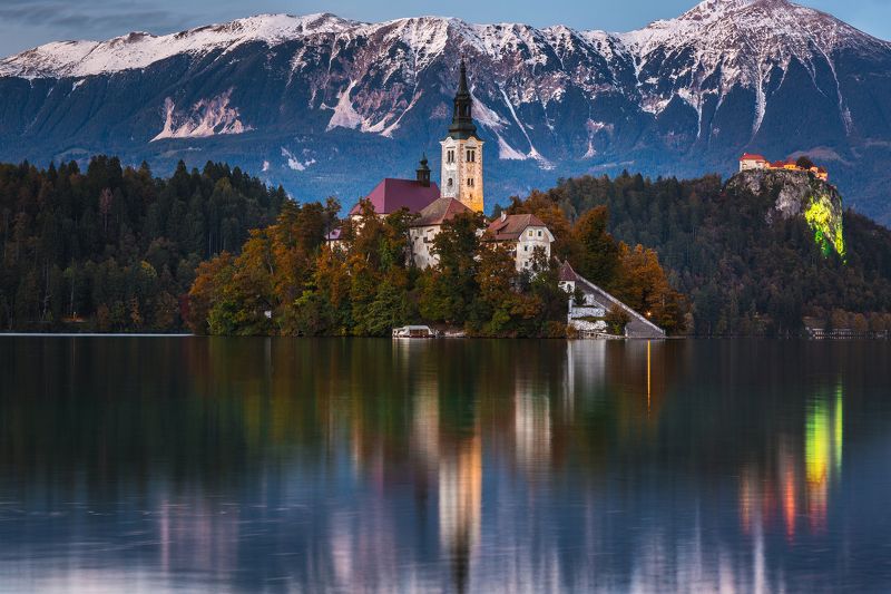 блед озеро осень Evening in Bledphoto preview