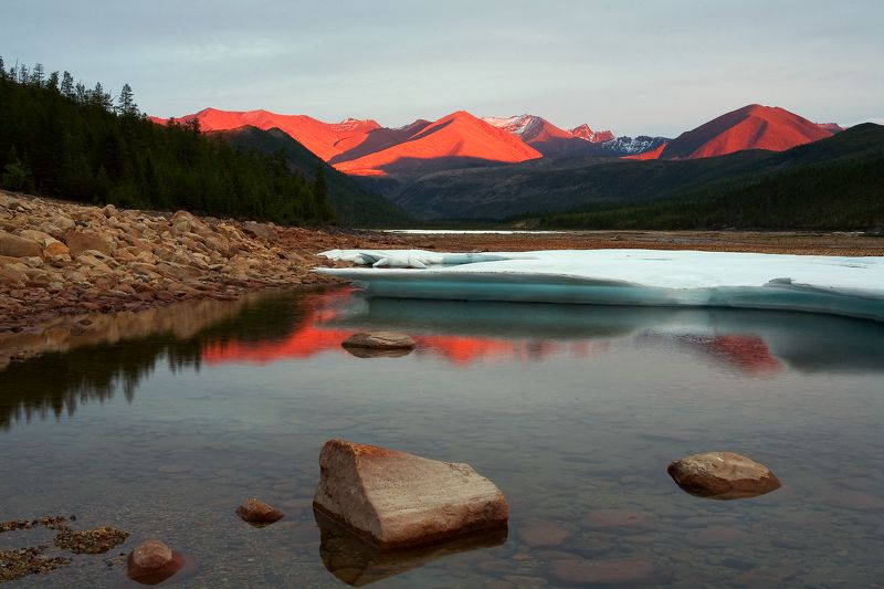 горы, закат, пылающий, красный Пылающие горы.photo preview