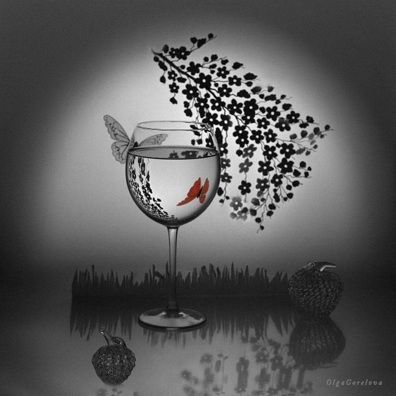 фото, стекло, натюрморт, лето, бабочка летом фото превью