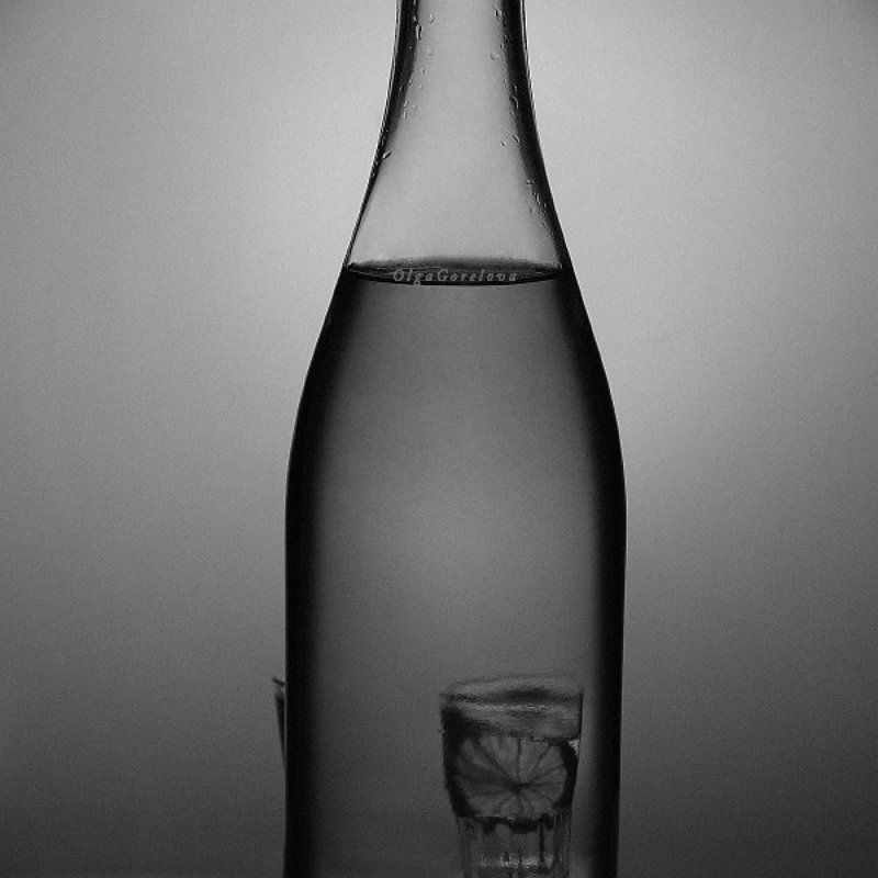 натюрморт, чб, лимон, фото, стекло с лимоном фото превью