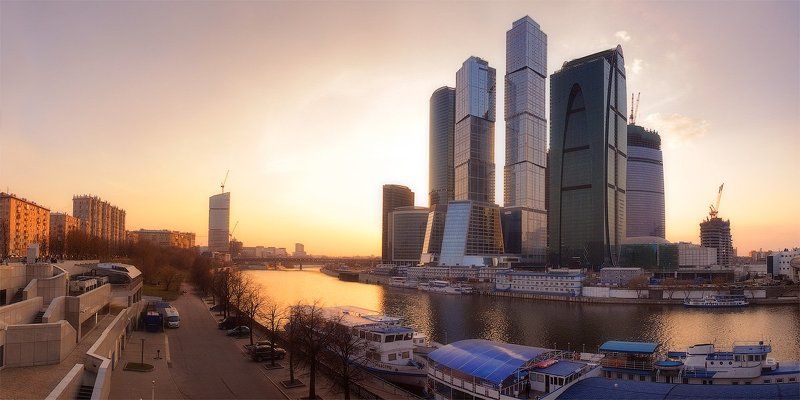 moscow city, москва, город, дейзаж, панорама, закат Пейзаж без названияphoto preview