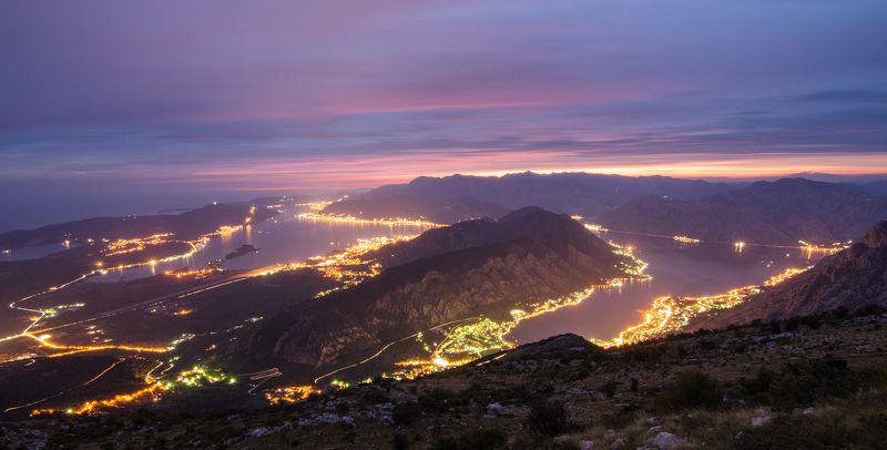 Которский залив, Черногория, пейзаж, ночь Которский заливphoto preview