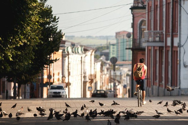 велосипед, город, свет, велосипедист, Елецphoto preview