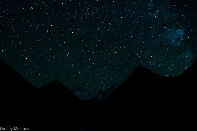 звезды, белуха, горы, лето, ночь, красота, природа, снег Белухаphoto preview