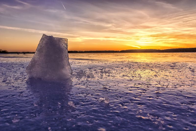 лед, Рыбинск, водохранилище, закат, зима Мысли о вечномphoto preview