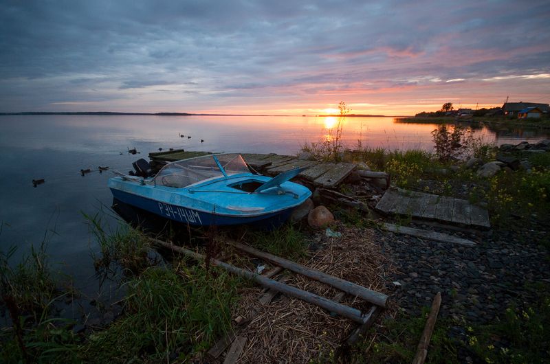 Онежское озеро, Карелия, Россия Закат на Онежском озереphoto preview