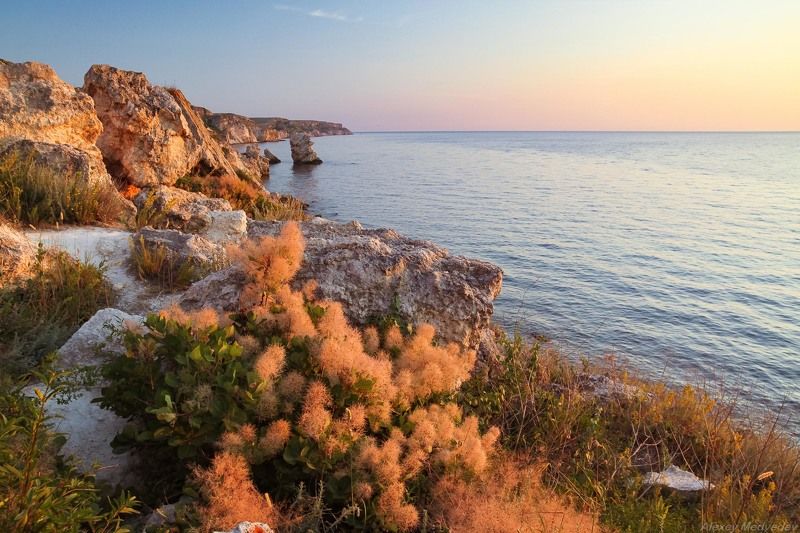 тарханкут, крым, скалы, море, вечер, Берег Тарханкутаphoto preview