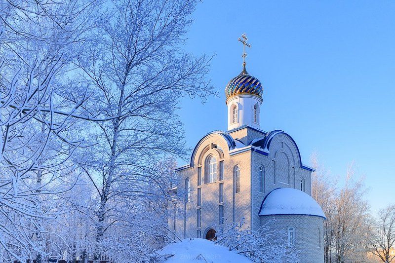 Архитектура, Зима, Пейзаж, Природа, Россия, Снег, Солнце, Тула, Тульская область, Церковь Мороз и солнце фото превью