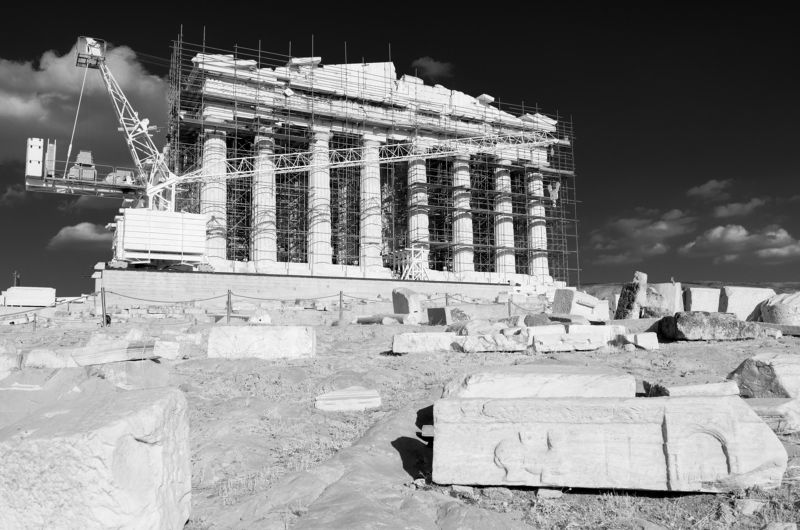 Acropolis, ancient, antiquity, architecture, Athens, building, Greece, historic, landscape, monument, mountain, Parthenon, reconstruction, rock, rocky outcrop, ruins Under Constructionphoto preview