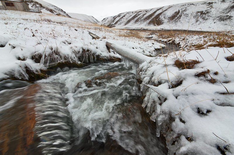 горы, первый снег, горный ручей, чаган-баян,  чаган-бургазы, сосульки, долина, горный алтай, республика алтай Сентябрьская проба зимыphoto preview