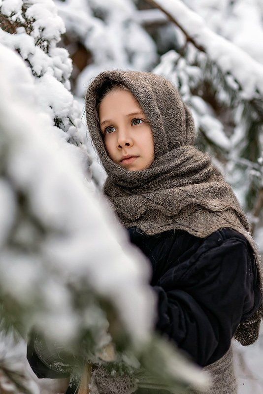 85мм, Девочка, Зима, Лес, Мороз Зимняя серия...photo preview