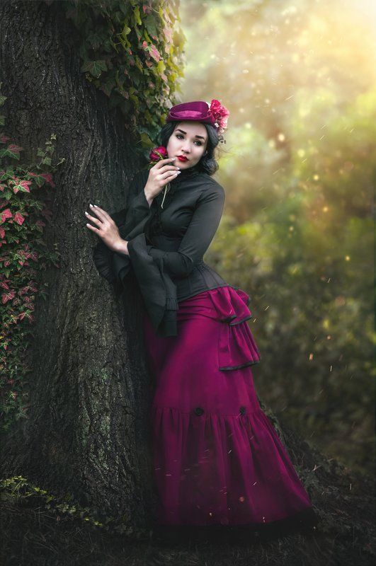 retro girl belleepoqe vintage greeen rose Lady Opheliaphoto preview