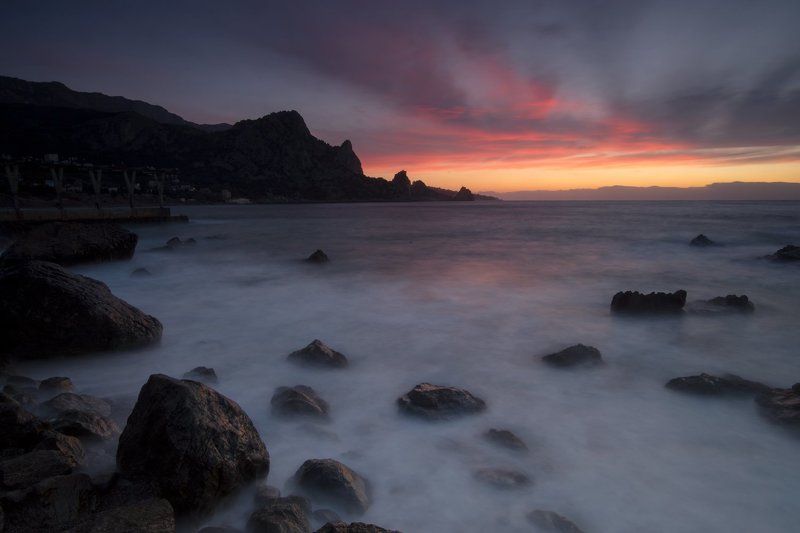 крым, море, горы, свет, закат, рассвет, природа, осень Рассвет у горы Кошкаphoto preview