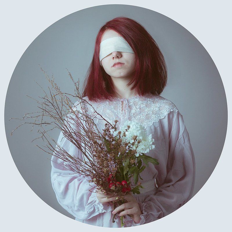 портрет, девушка, цветы Меланхолия фото превью