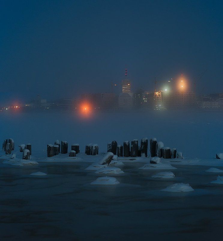 зима, город, туман, утро, холод, мороз, снег Архангельск.photo preview