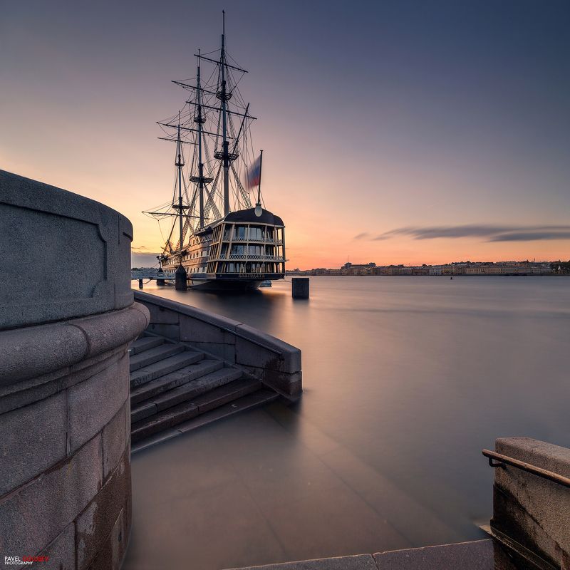 россия, город, петербург, питер, спб, нева, восход, вода, небо, фрегат, благодать, панорама, пейзаж Благодатьphoto preview