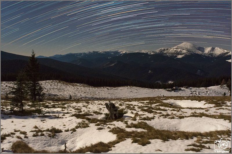 звезды, карпаты, кукул, ночь, пейзаж, треки, украина, черногора Гуцульский триптихphoto preview