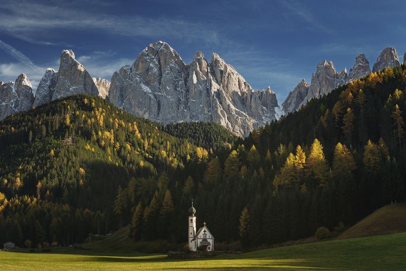 доломиты, италия, пейзаж, осень St. Johann Churchphoto preview