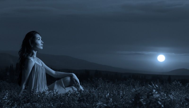 ночь, луна, портрет, закат, кыргызстан, девушка,  Лунный цветок photo preview