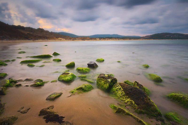 Bulgaria, evening, sky, water, Болгария, вечер, дюны, камни, Черное море, black sea, Dunes, Arkutino, Аркутино	 strange evening ..photo preview
