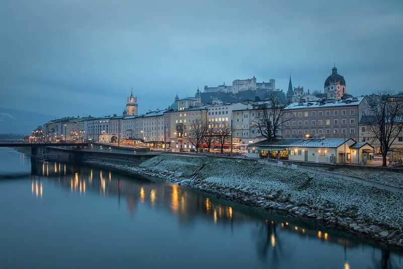зальцбург, австрия, европа, зима Вечерний Зальцбургphoto preview