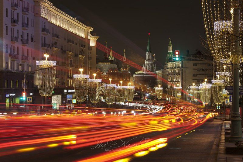 moscow, night, new year, tree, christmas, москва, ночная, ночь, вечер, огни, новый год, рождество, скорость, тверская, кремль, иллюминация, новогодняя, рождественская Новогодняя суета на Тверскойphoto preview