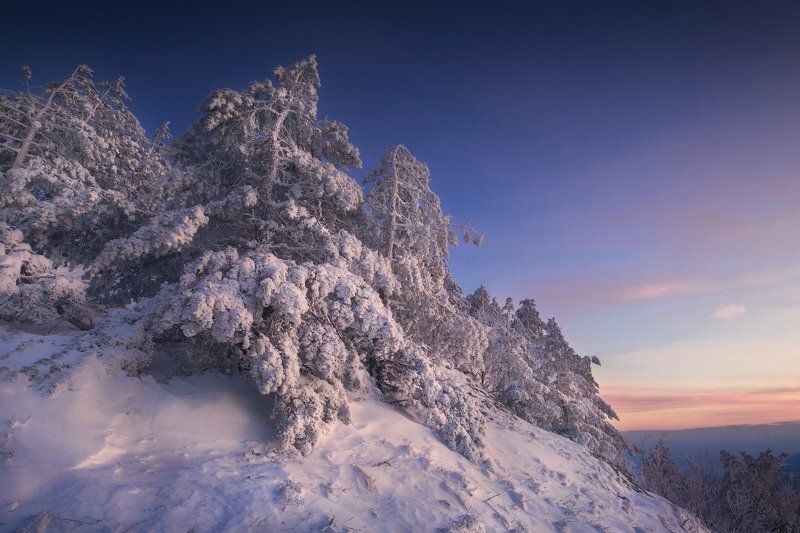 крым, демерджи, зима, снег, закат Провожая солнцеphoto preview