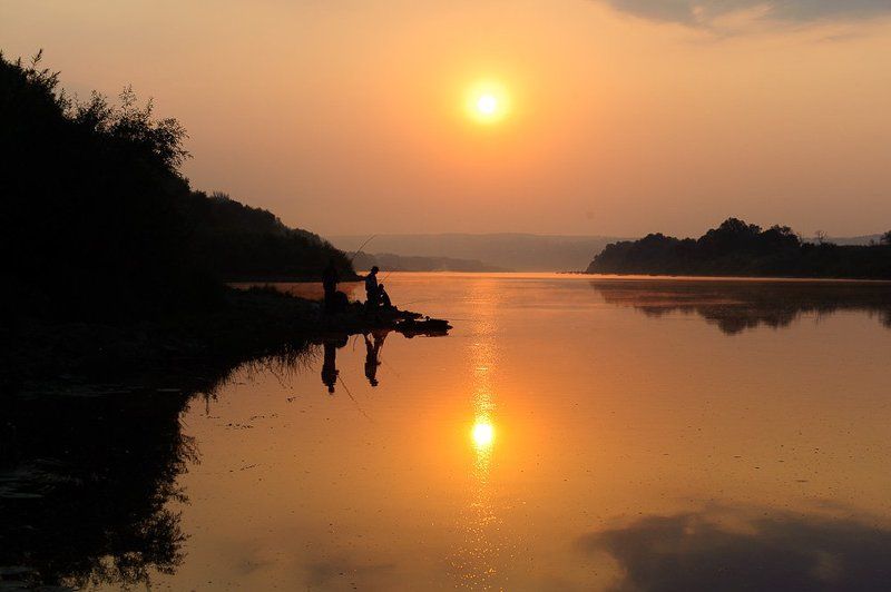 таруса, природа Рыбаки на рассветеphoto preview