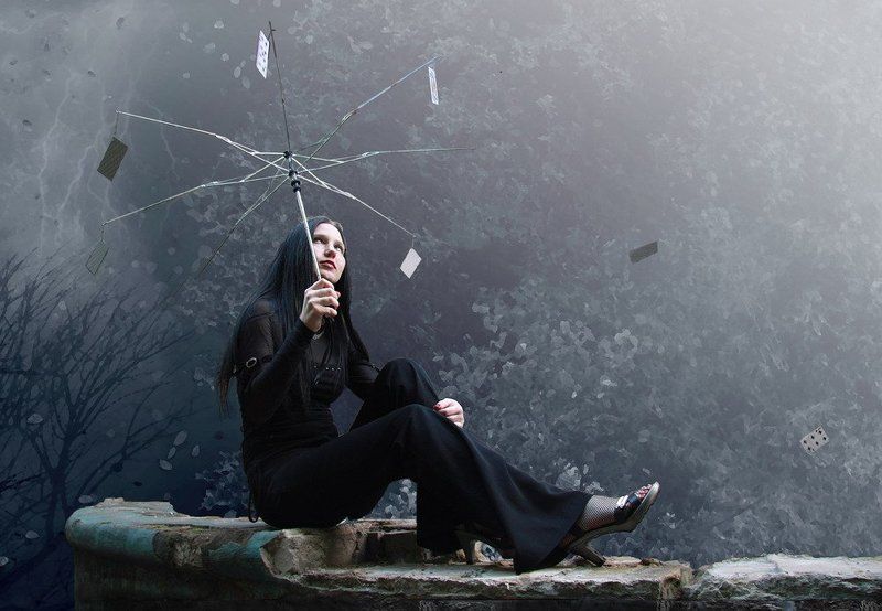 дождик, мысли, карты, зонт В дождике мыслейphoto preview