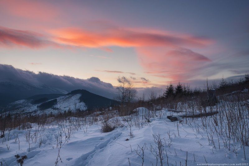 горы, природа, карпаты, красивый, говерла, пейзаж, снег, украина, петрос, холод, небо, лес, путешествия, зима, дерево, рождество, мороз, фон, карпатский, свет, белый, новый, год, снежный, вечер, страна, вид, дерево, живописный Украина. Закарпатье. Закат у Козьмещикаphoto preview