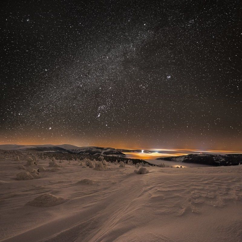 stars, snow, galaxy, milky way, czech, czech republic, Czech mountainsphoto preview
