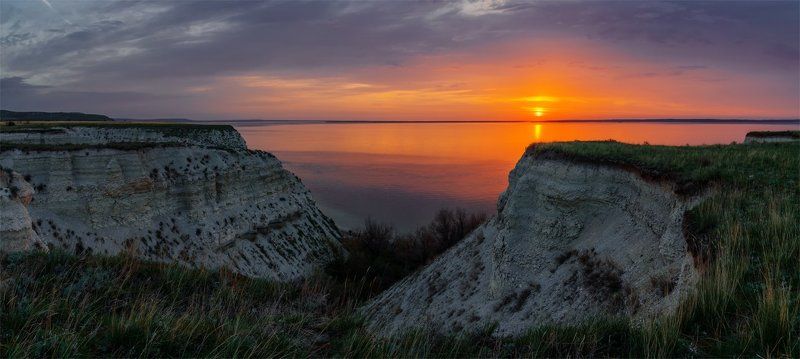 природа, пейзаж, река, волга, восход, берег, утро, рассвет, весна, панорама, ***photo preview