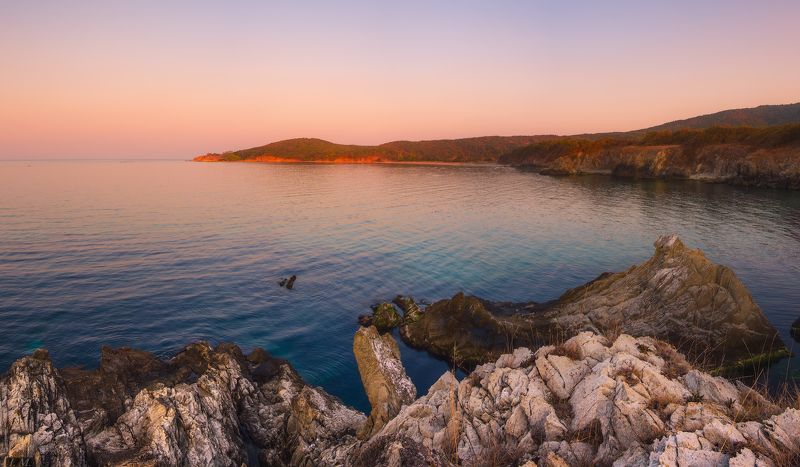 Болгария, Дюны, Аркутино, скалы, залив, берег, Черное море, вечер, панорама, Bulgaria Тихий вечерphoto preview